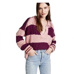 Free people Pembroke striped sweater in Moody pink combo size large